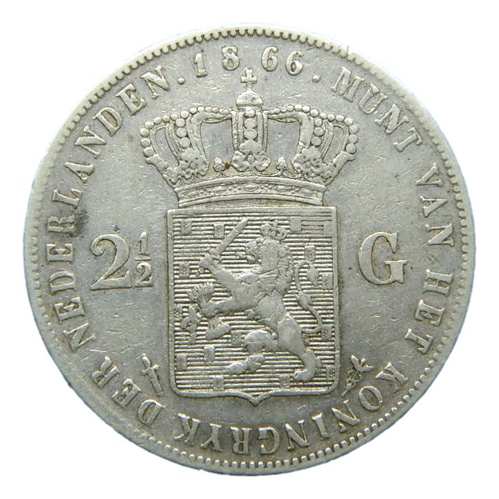 1866 - HOLANDA - 2 1/2 GULDEN - PLATA