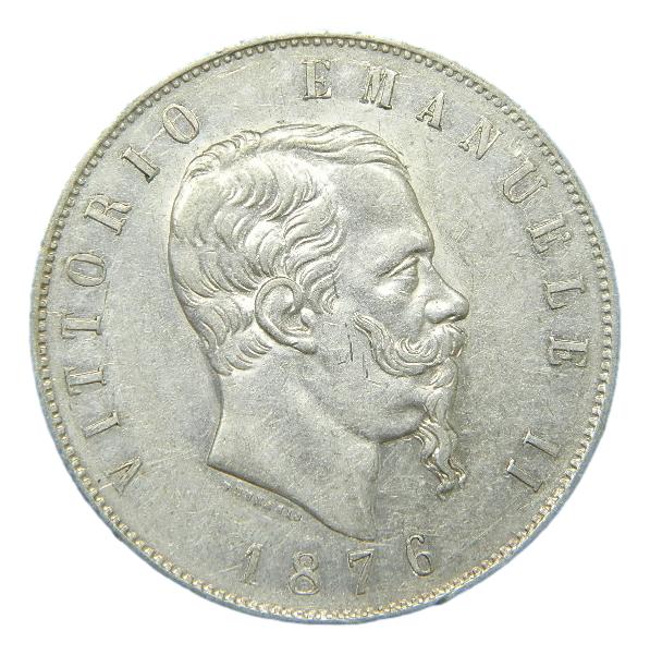 1876 - ITALIA - 5 LIRE - VITTORIO EMANUELE - PLATA