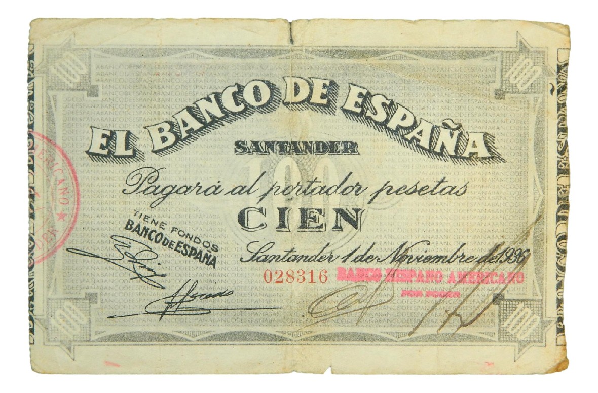 1936 - ESPAÑA - 100 PESETAS - SANTANDER - RC