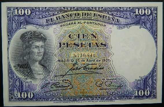 1931 - ESPAÑA - BILLETE - 100 PESETAS - GONZALO FERNANDEZ DE CORDOBA 