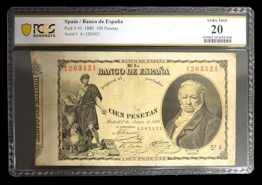 1889 - ESPAÑA - BILLETE - 100 PESETAS - GOYA - PICK 41