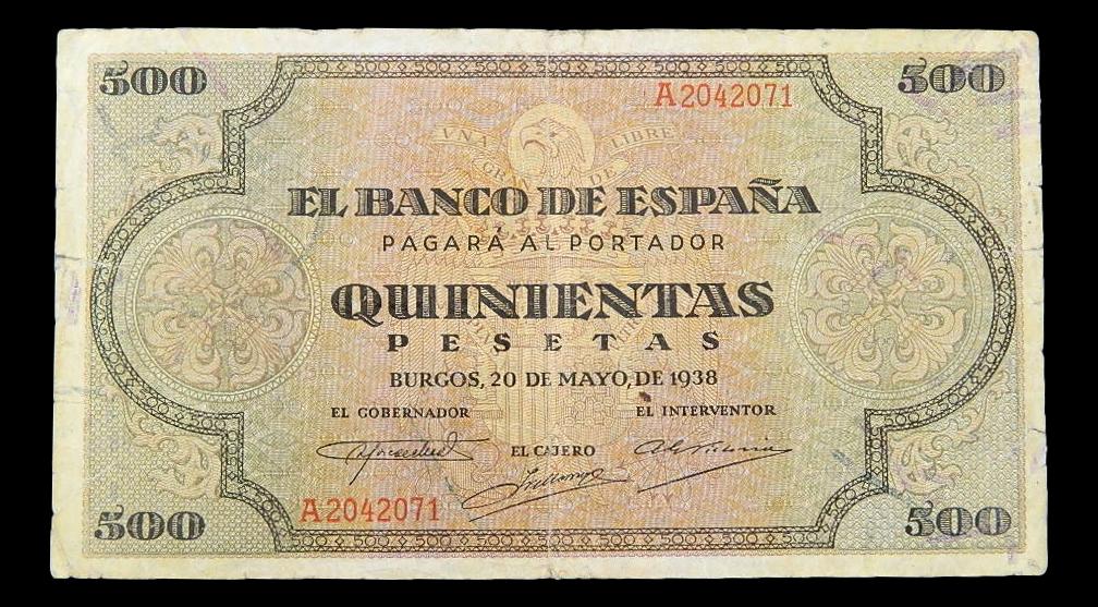 1938 - ESPAÑA - BILLETE - 500 PESETAS - BURGOS