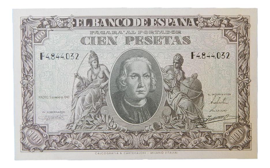1940 - ESPAÑA - 100 PESETAS - COLON - EBC+