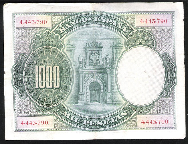 1925 - ESPAÑA - BILLETE - 1000 PESETAS - BC