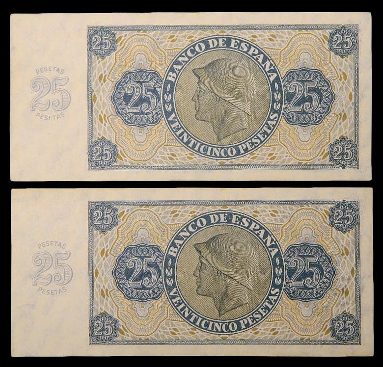 1936 - ESPAÑA - PAREJA BILLETES - 25 PESETAS - EBC