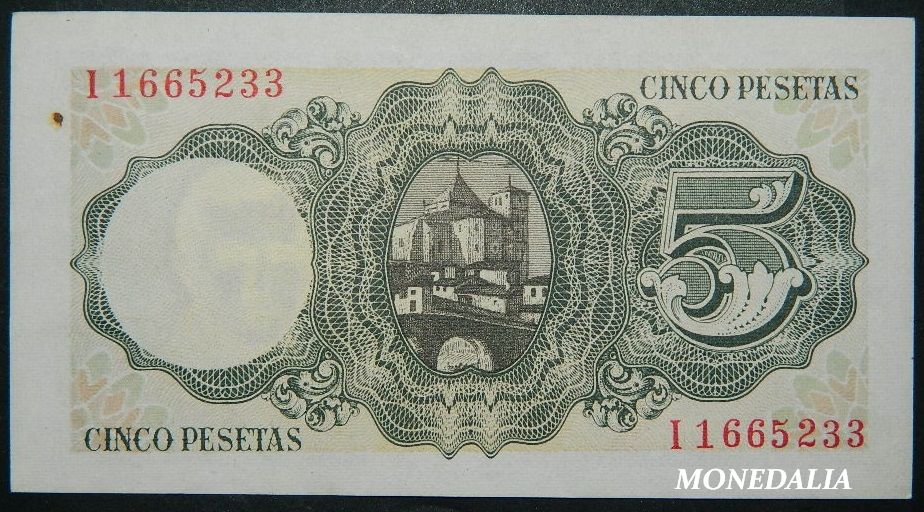 1951 -ESPAÑA - BILLETE - 5 PESETAS - JAIME BALMES - MBC