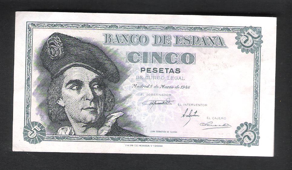 1948 - 5 PESETAS - JUAN SEBASTIAN ELCANO 