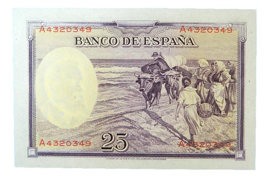 1936 - ESPAÑA - 25 PESETAS - BILLETE - JOAQUIN  SOROLLA