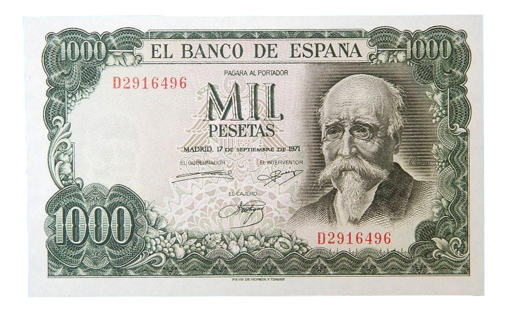 1971 - ESPAÑA - BILLETE - 1000 PESETAS - JOSE ECHEGARAY - SC 