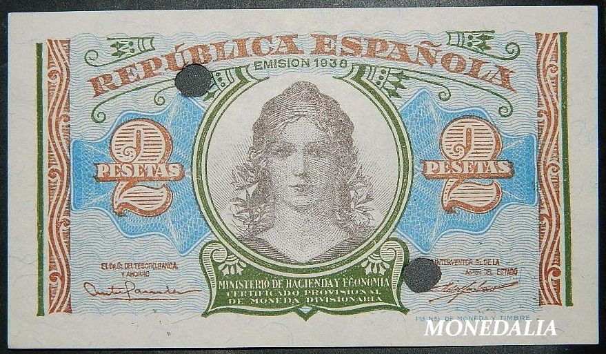 1938 - 2 PESETAS - TROQUELADOS