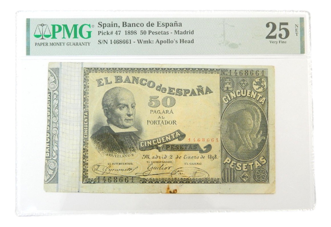 1898 - ESPAÑA - BILLETE - 50 PESETAS - JOVELLANOS - PMG