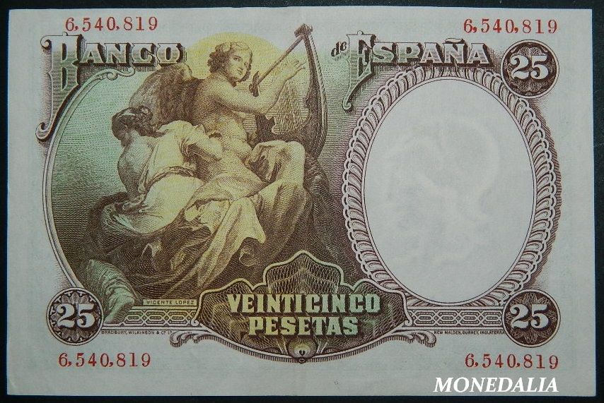 1931 - 25 PESETAS - VICENTE LOPEZ - MBC+