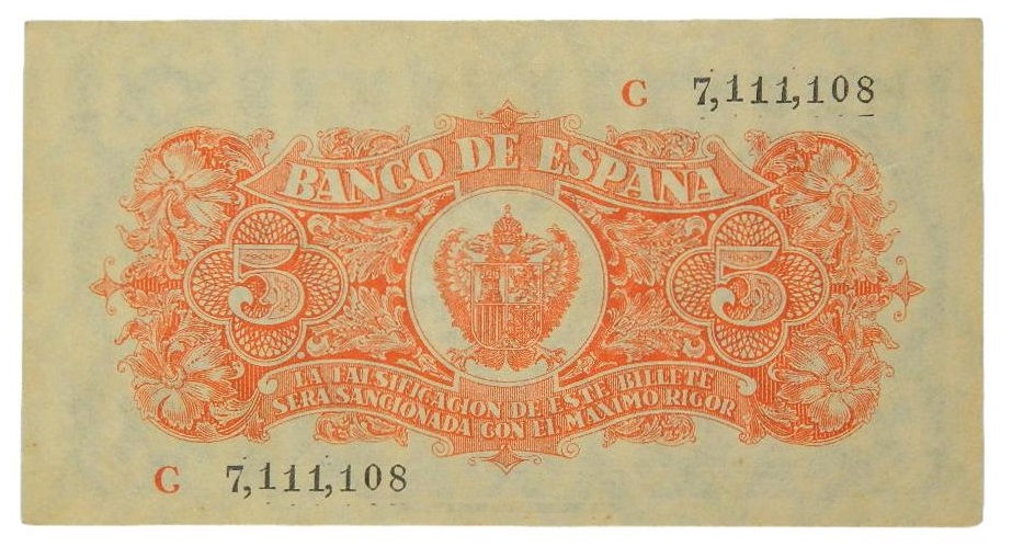 1937 - ESPAÑA - BILLETE - 5 PESETAS - PORTABELLA - SC