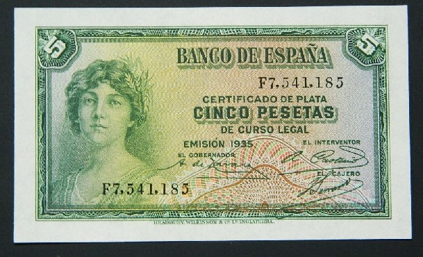 1935 - ESPAÑA - BILLETE - 5 PESETAS - SERIE K - SC 