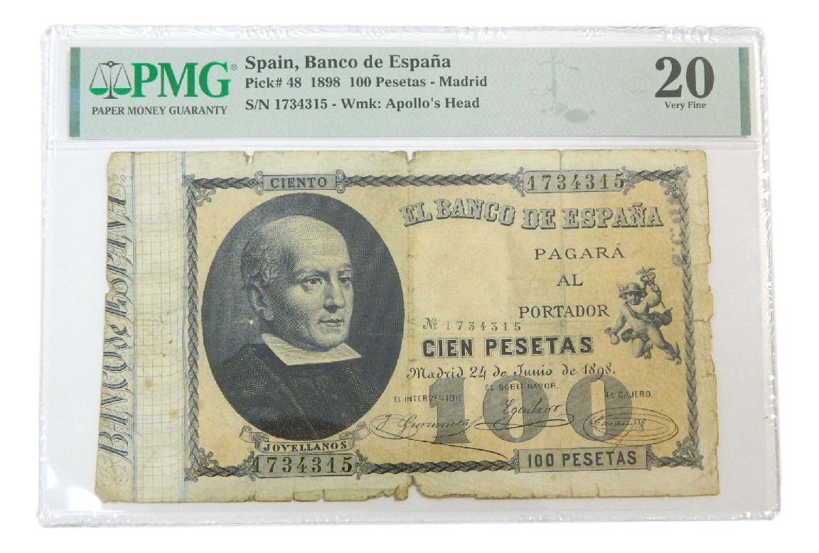 1898 - ESPAÑA - BILLETE - 100 PESETAS - JOVELLANOS - PMG