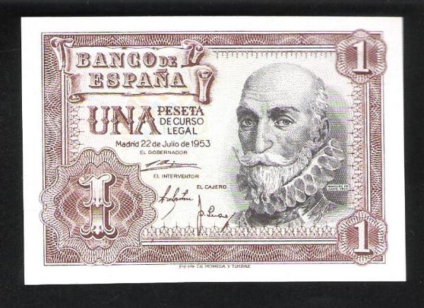 1953 - ESPAÑA - BILLETE - 1 PESETA - MARQUES DE Sª CRUZ - SC