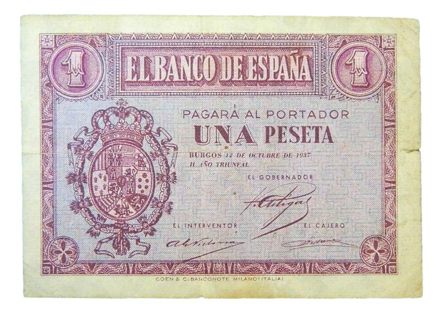 1937 - ESPAÑA - 1 PESETA - BURGOS - BC