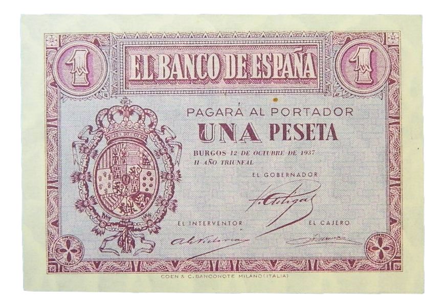 1937 - ESPAÑA - BILLETE - 1 PESETA - BURGOS - SC-