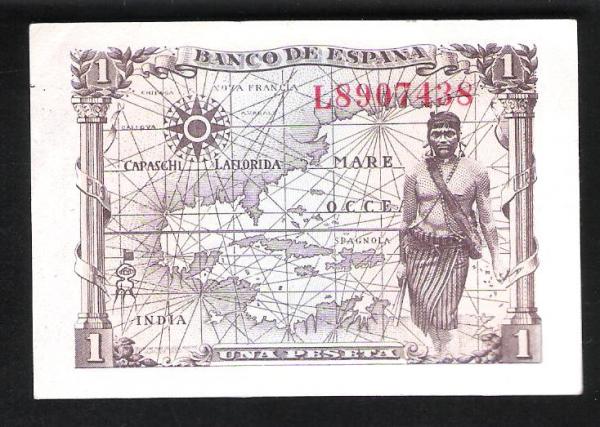 1945 - ESPAÑA - BILLETE - 1 PESETA - ISABEL LA CATOLICA - EBC+