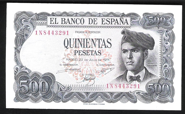 1971 - BILLETE - 500 PESETAS - JACINTO VERDAGUER - SC-