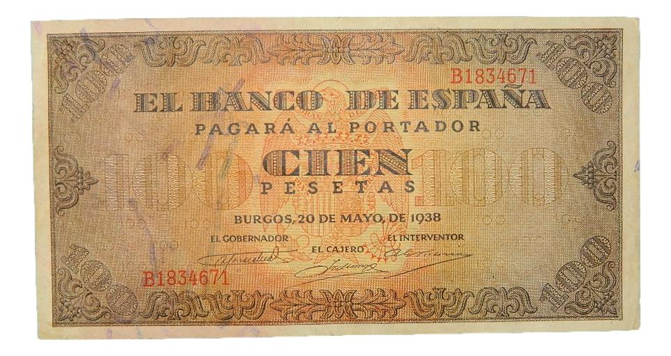1938 - ESPAÑA - BILLETE - 100 PESETAS - BURGOS - MBC