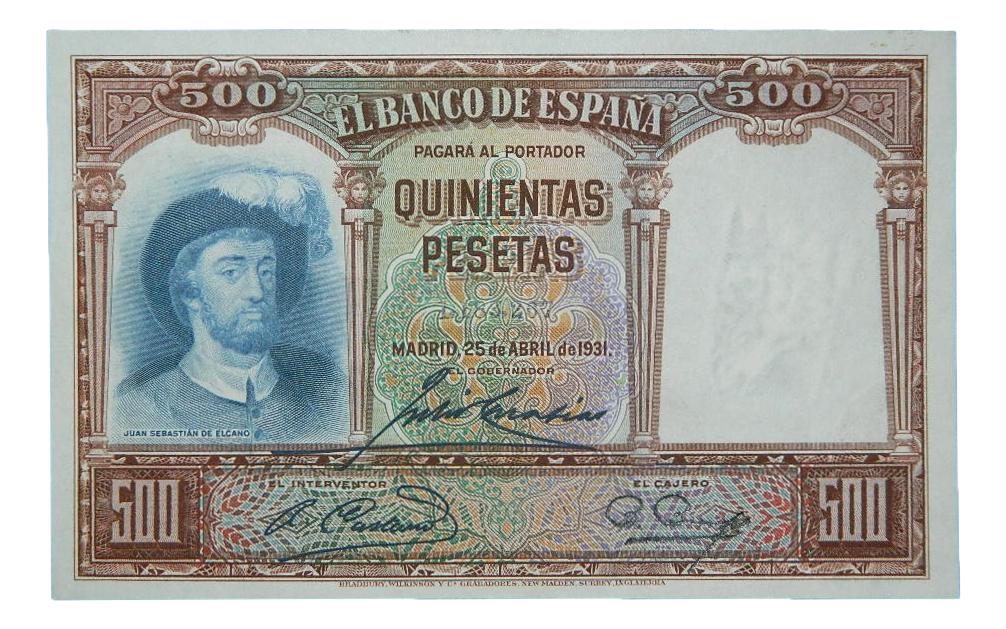 1931 - BILLETE - 500 PESETAS - JUAN SEBASTIAN ELCANO