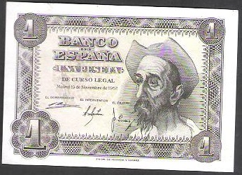 1951 - ESPAÑA - BILLETE - 1 PESETA - EL QUIJOTE - SC