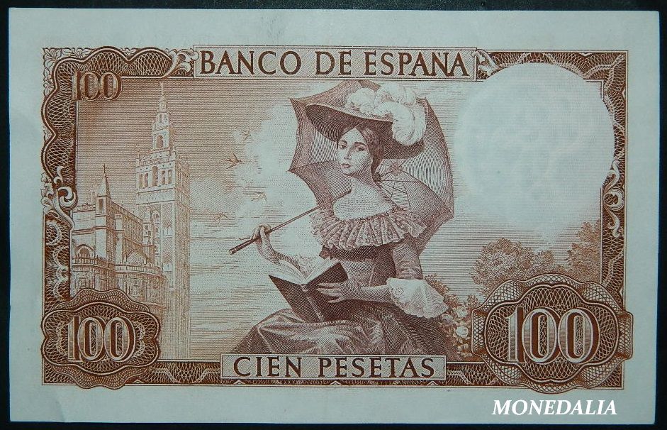 1965 - ESPAÑA - BILLETE - 100 PESETAS - BECQUER - EBC