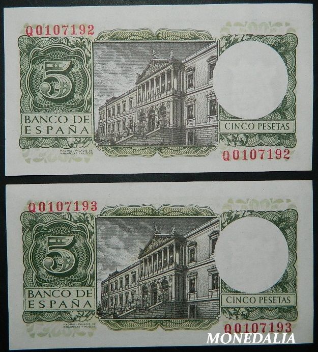 1954 - ESPAÑA - 5 PESETAS - PAREJA