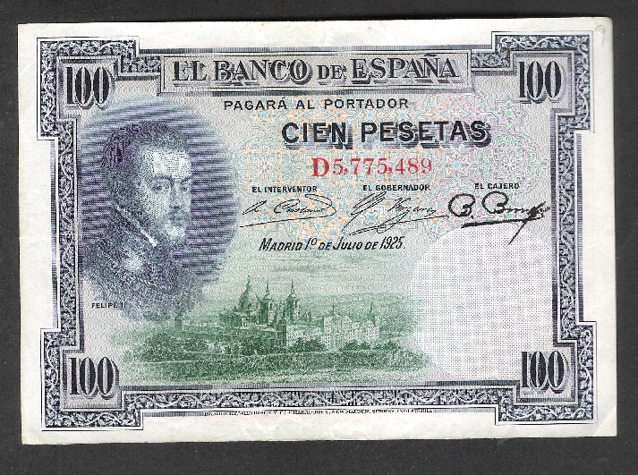1925 - ESPAÑA - 100 PESETAS - II REPUBLICA - BILLETE