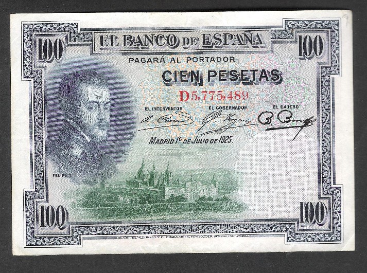 1925 - ESPAÑA - BILLETE - 100 PESETAS - II REPUBLICA 