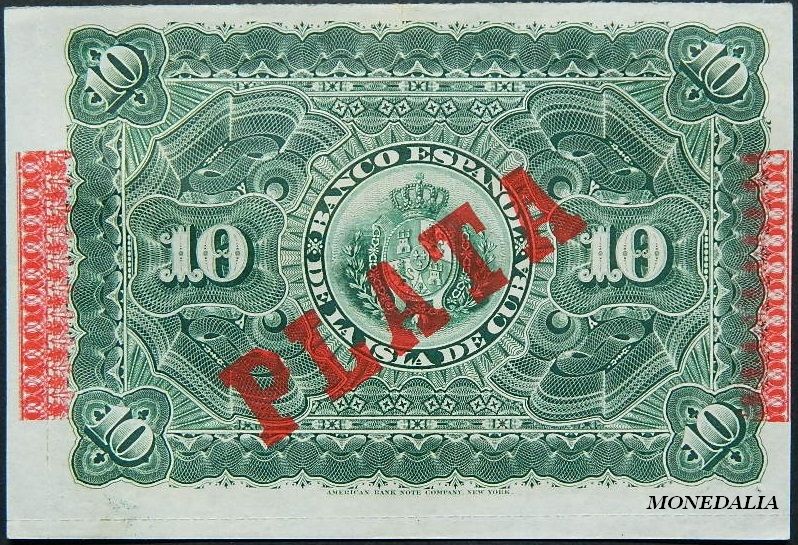 CUBA - 10 PESOS - 1896 - PICK 49 - BILLETE - BANCO ESPAÑOL ISLA DE CUBA - MBC