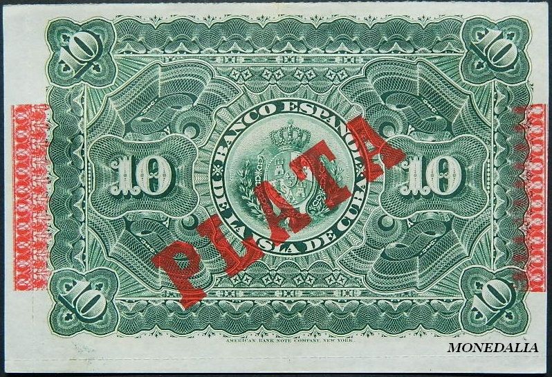 CUBA - 10 PESOS - 1896 - PICK 49 - BILLETE - BANCO ESPAÑOL ISLA DE CUBA