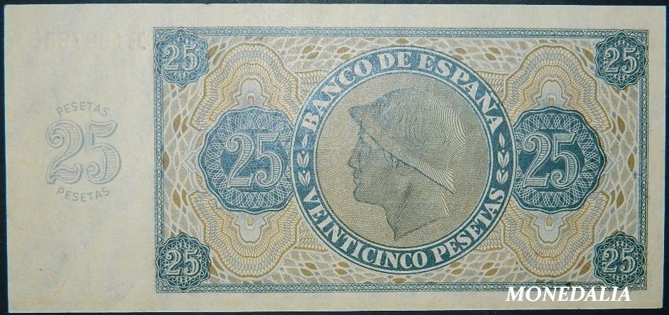 1936 - ESPAÑA - 25 PESETAS - BILLETE - EBC