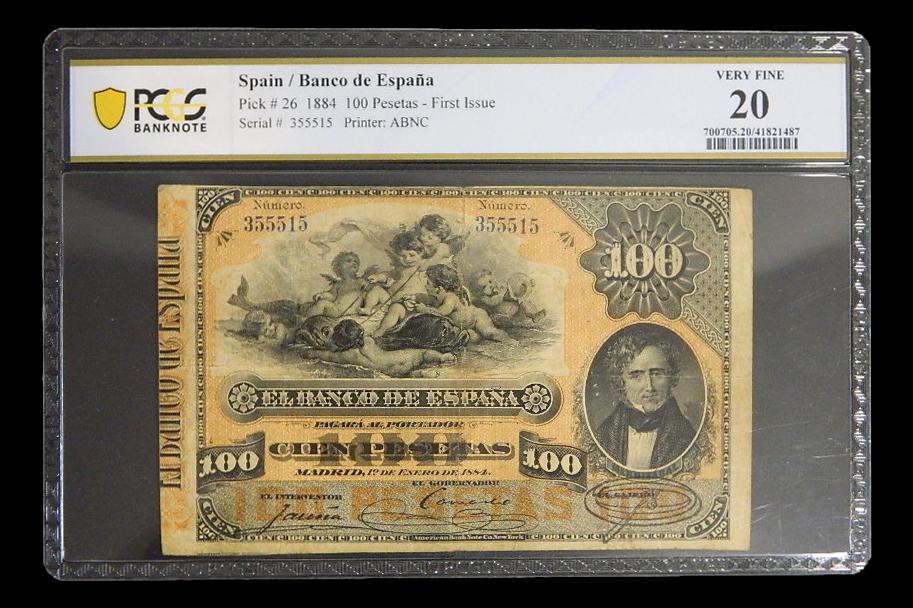 1884 - ESPAÑA - BILLETE - 100 PESETAS - MEDIZABAL - PICK 26