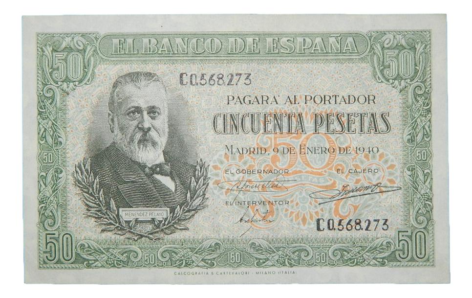 1940 - ESPAÑA - 50 PESETAS - MENDEZ PELAYO - EBC-