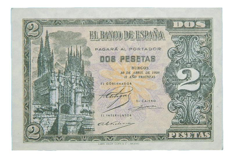 1938 - ESPAÑA - 2 PESETAS - BURGOS - II AÑO TRIUNFAL - BILLETE - MBC