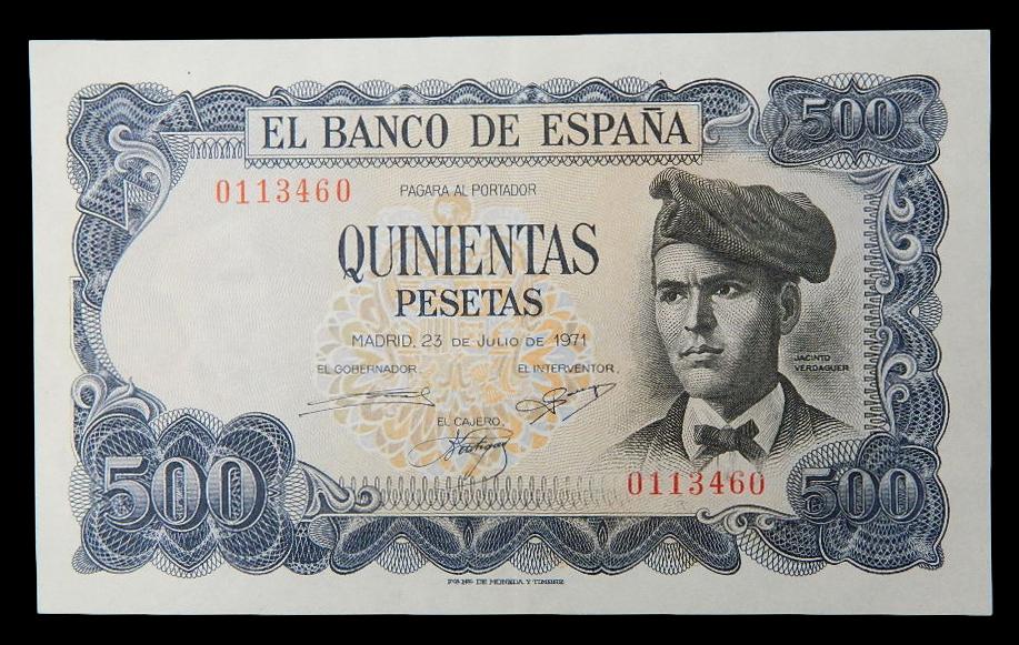 1971 - ESPAÑA - BILLETE - 500 PESETAS - JACINTO VERDAGUER - SIN SERIE
