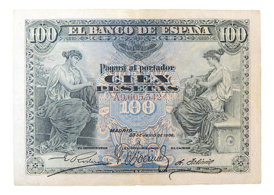 1906 - ESPAÑA - BILLETE - 100 PESETAS - BC+