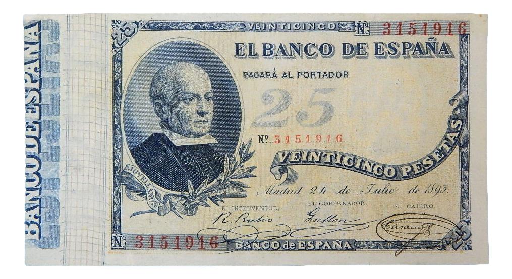 1893 - ESPAÑA - BILLETE - 25 PESETAS - JOVELLANOS - PICK 42 - EBC