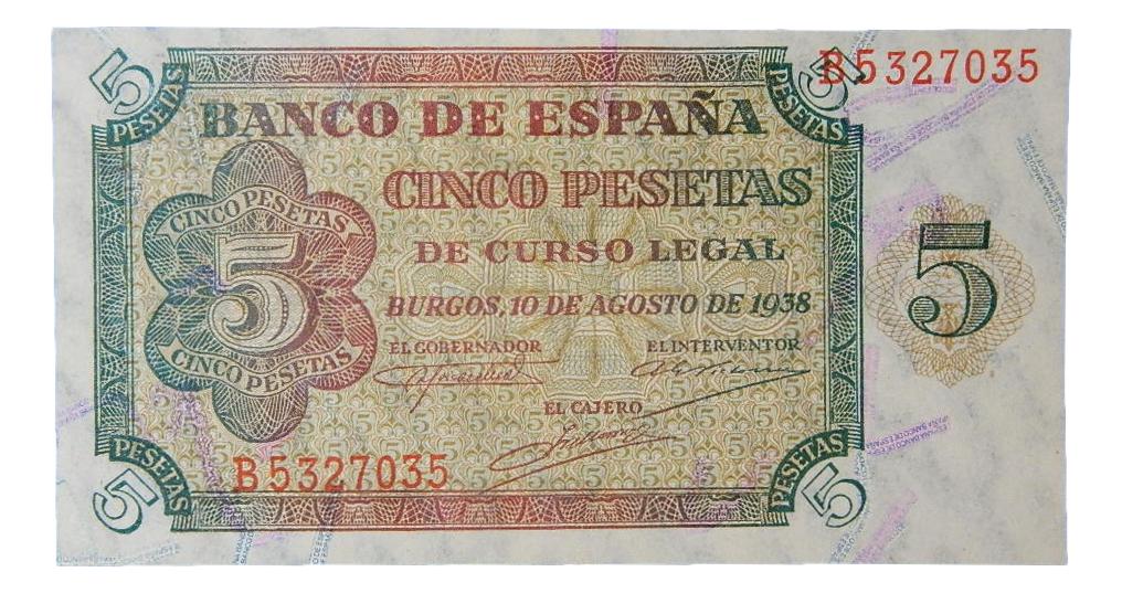 1938 - ESPAÑA - BILLETE - 5 PESETAS - BURGOS - SC-