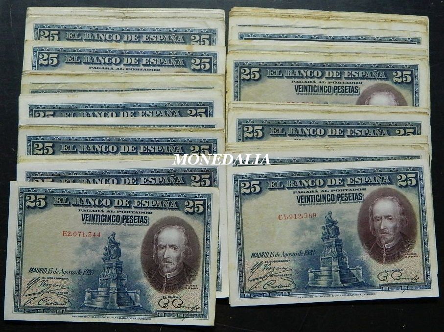 1928 - ESPAÑA - LOTE 100 BILLETES - 25 PESETAS