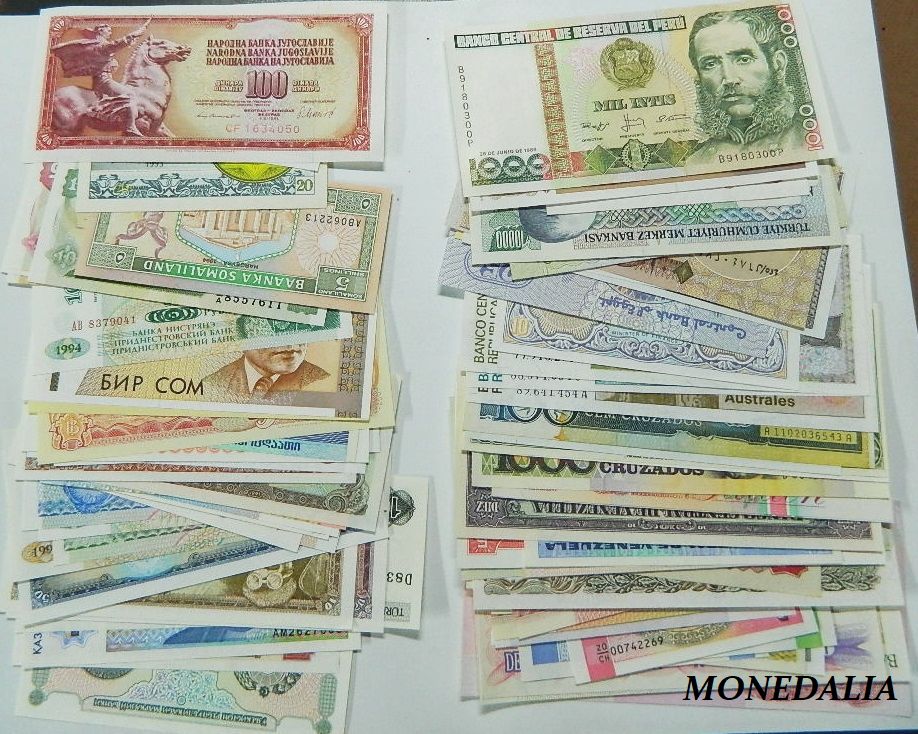 LOTE DE 100 BILLETES DIFERENTES EXTRANJEROS 