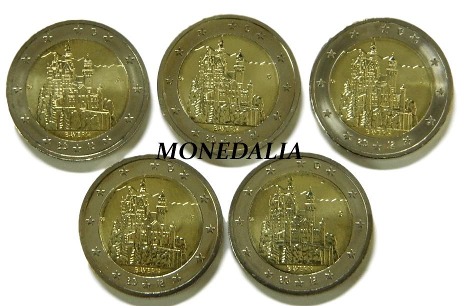 2012 - ALEMANIA - 2 EURO - NEUSCHWANSTEIN - 5 CECAS