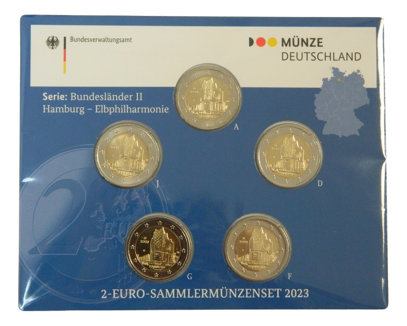 2023 - ALEMANIA - CARTERA 2 EUROS - 5 CECAS  BU - FILARMONICA DE ELBA 