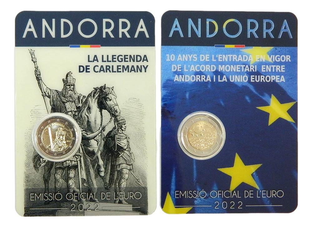 2022 - ANDORRA - 2 EURO PAREJA - CARLOMAGNO - ACUERDO MONETARIO