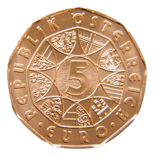 2022 - AUSTRIA - 5 EURO - DEMOCRACIA - COBRE