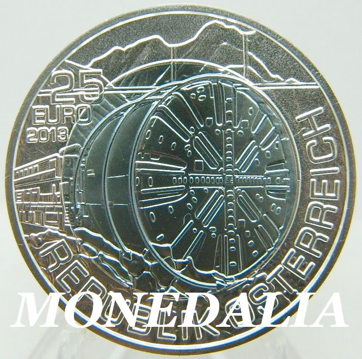 2013 - AUSTRIA - 25 EURO - TUNNELBAU - NIOBIO