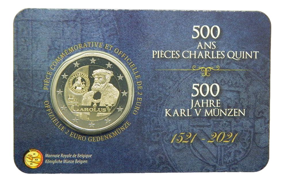 2021 - BELGICA - 2 EUROS - CARLOS V - COINCARD - FRANCES