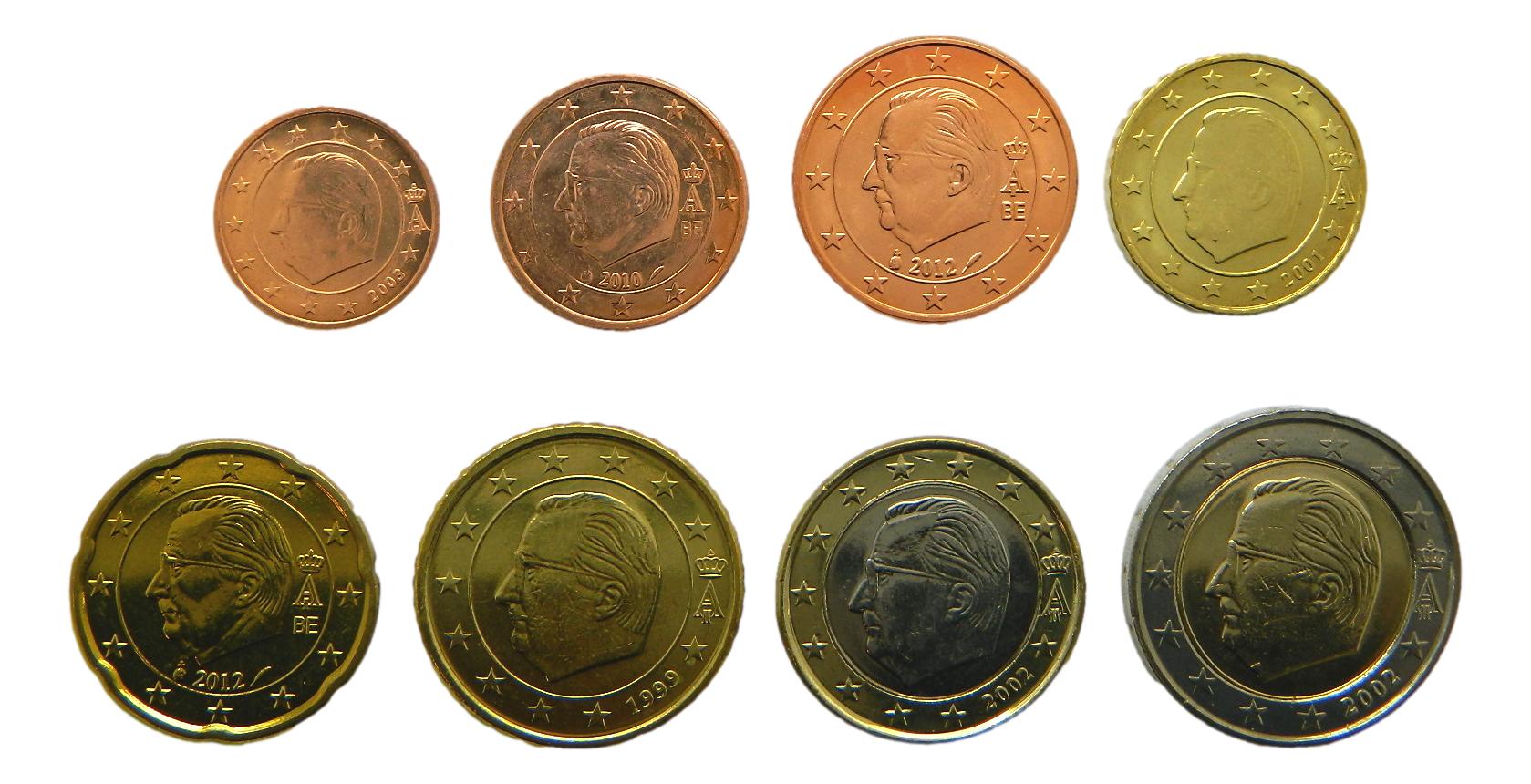 BELGICA  - TIRA MIXTA - MODELO ANTIGUO - SERIE EUROS 